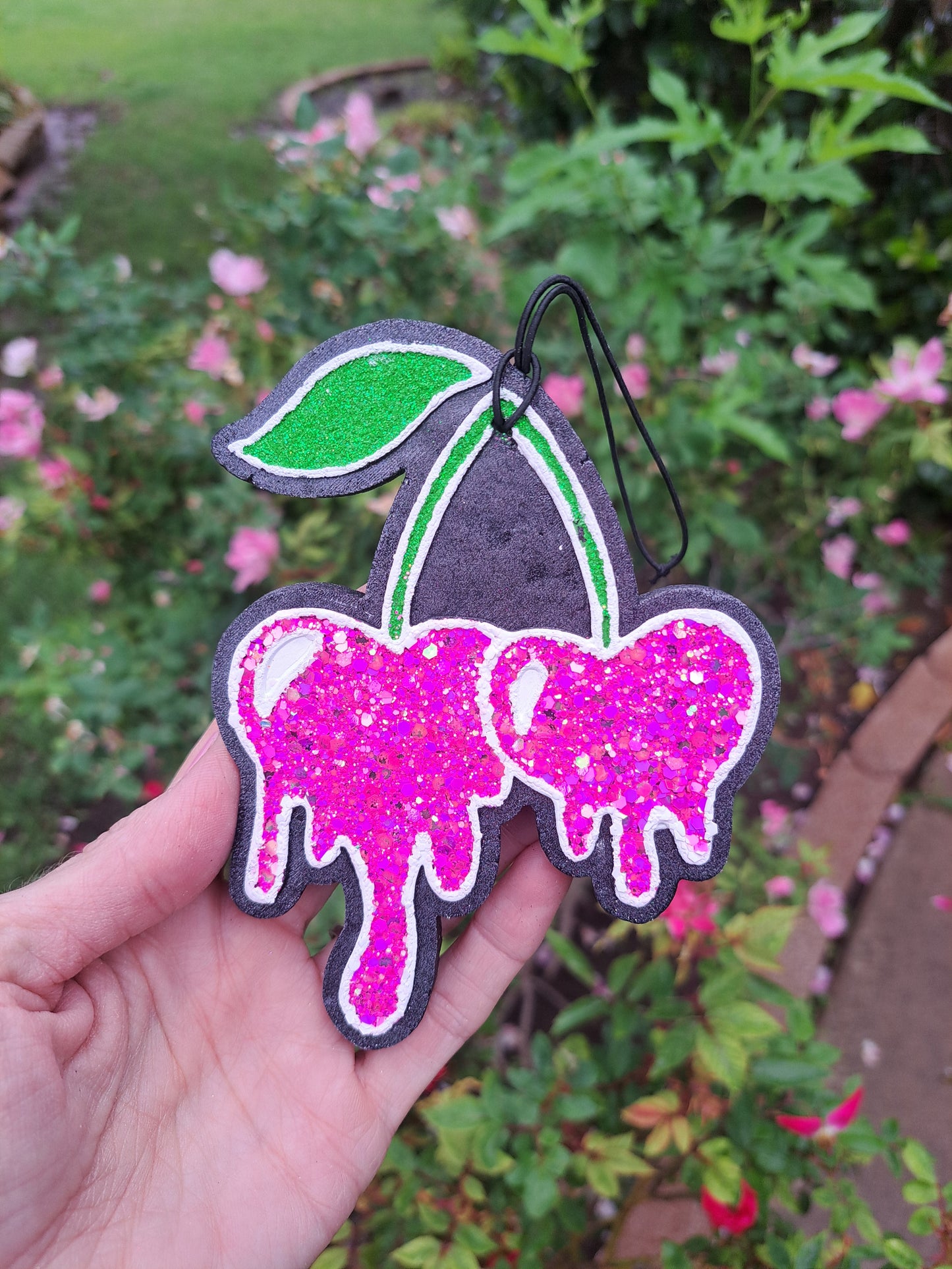 Cherry Drip Hot Pink with Chunky Glitter Freshie