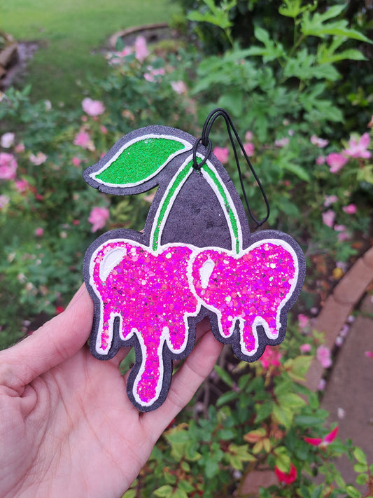 Cherry Drip Hot Pink with Chunky Glitter Freshie