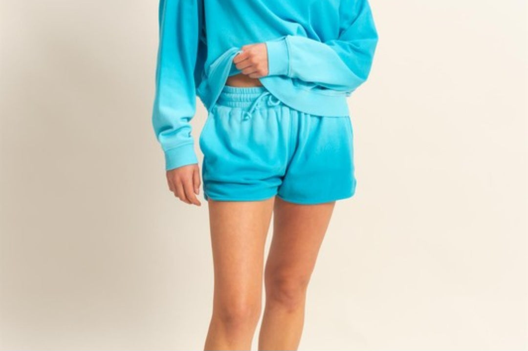 Blue Ombre Elastic Waistband Shorts