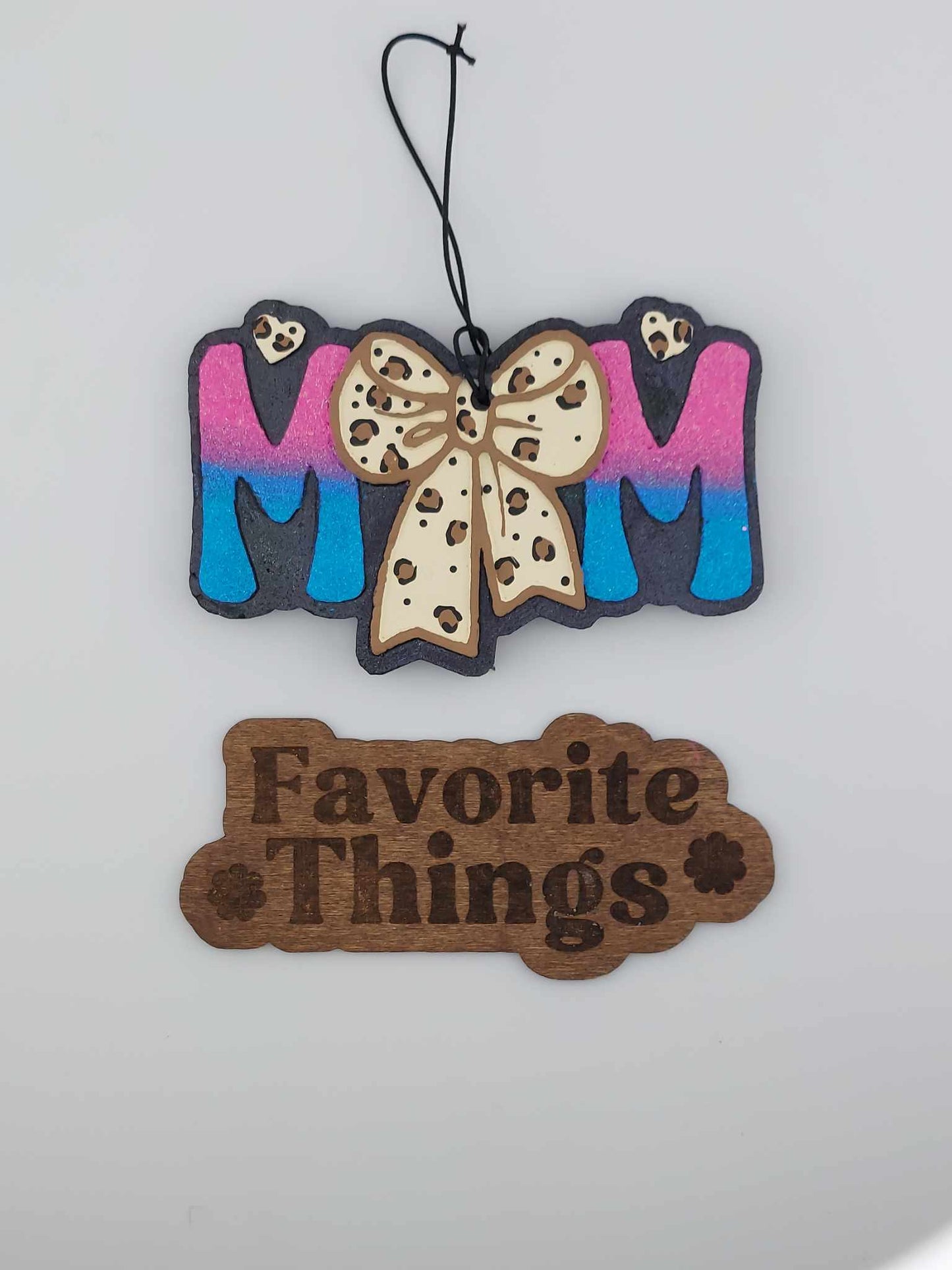 Ombre Mom With Leopard Bow Freshie - Pink/Blue