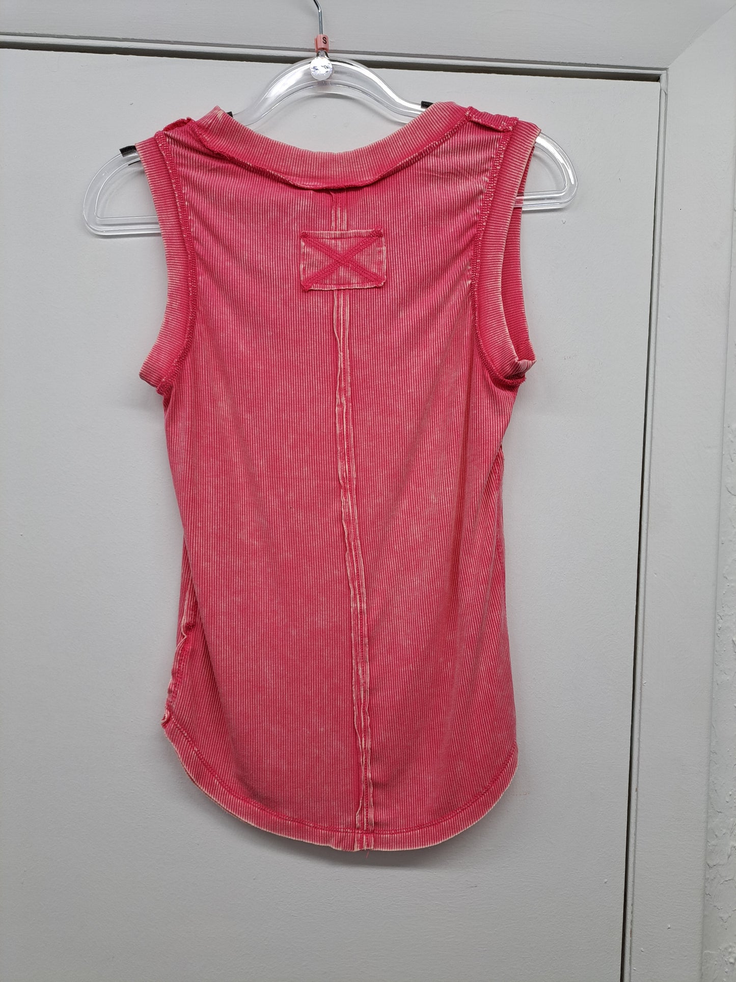 Ribbed Scoop Neck Tank Top - Washed Pink - Zenana