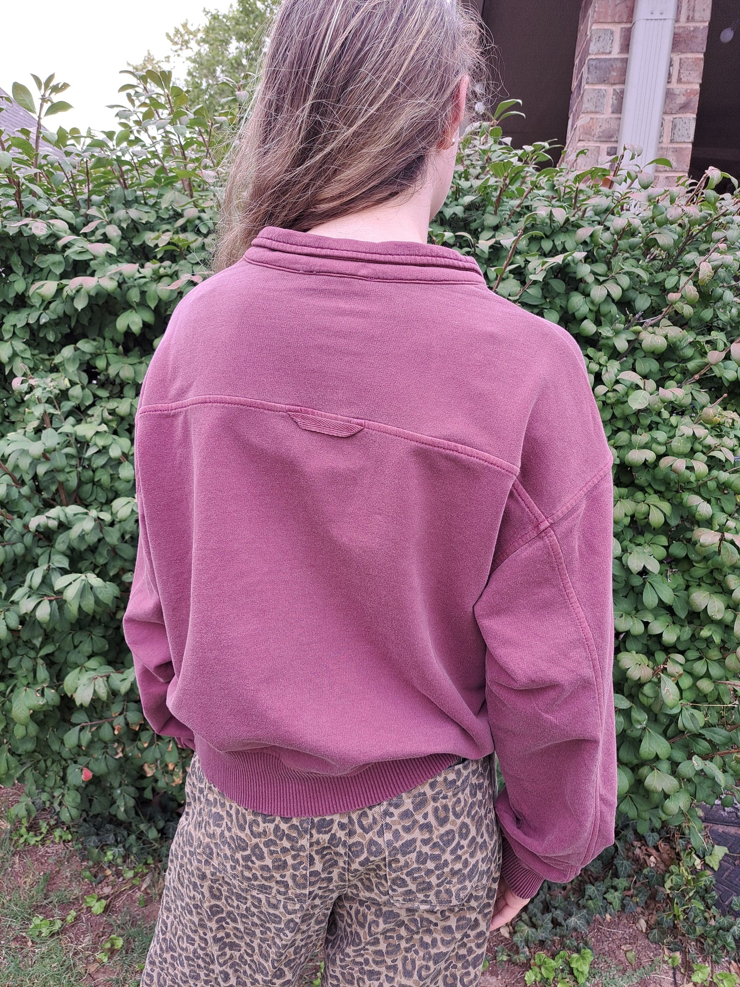 French Terry Half Zip Pullover - Washed Purple - M L