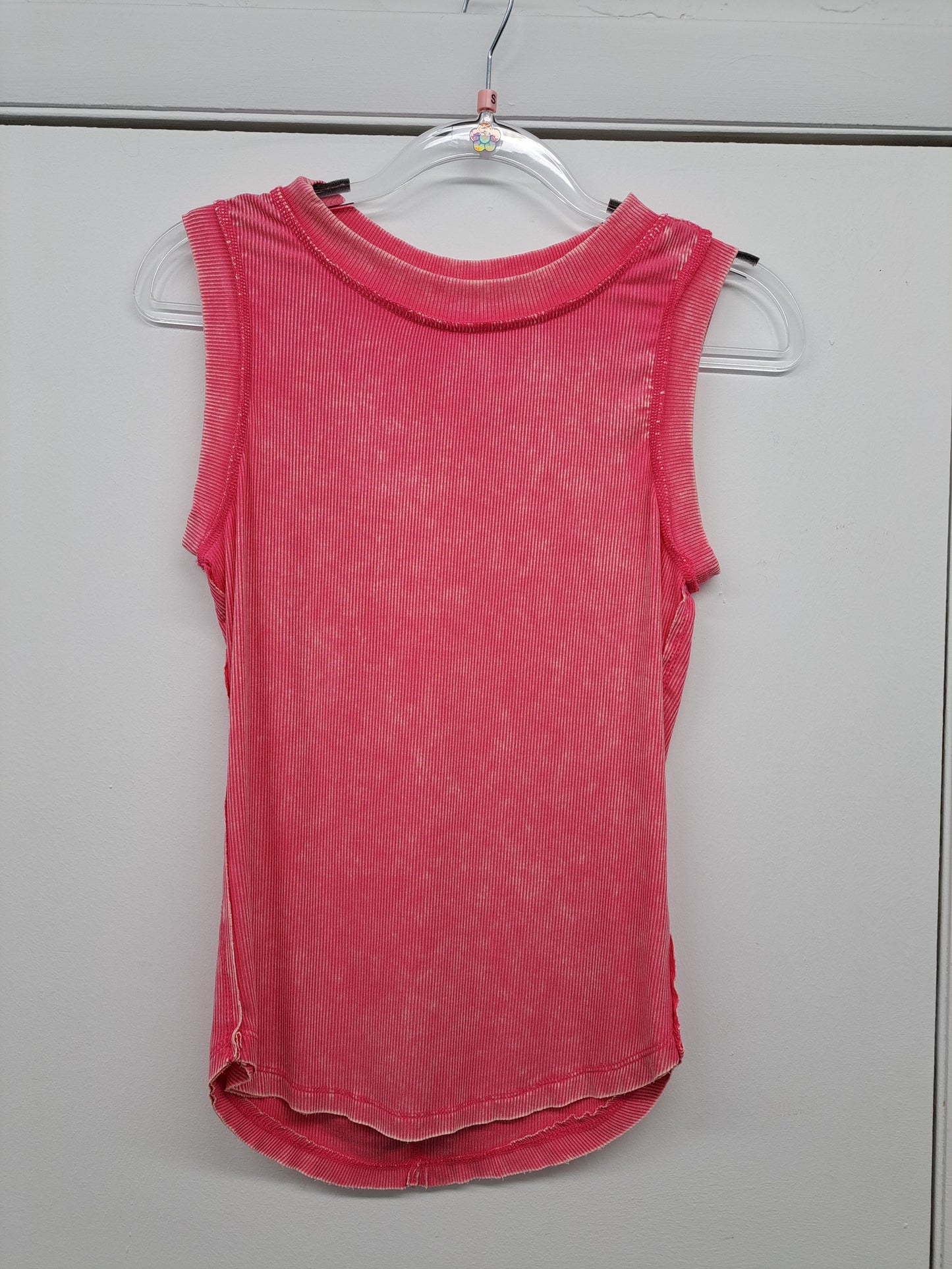 Ribbed Scoop Neck Tank Top - Washed Pink - Zenana