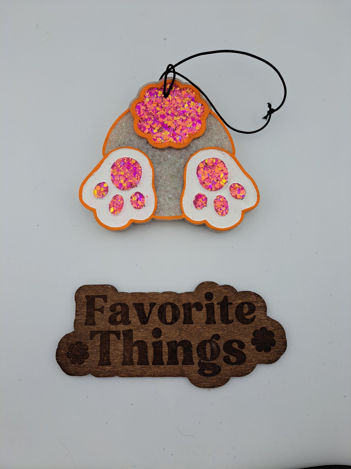 Bunny Tail Freshie - Orange & Pink