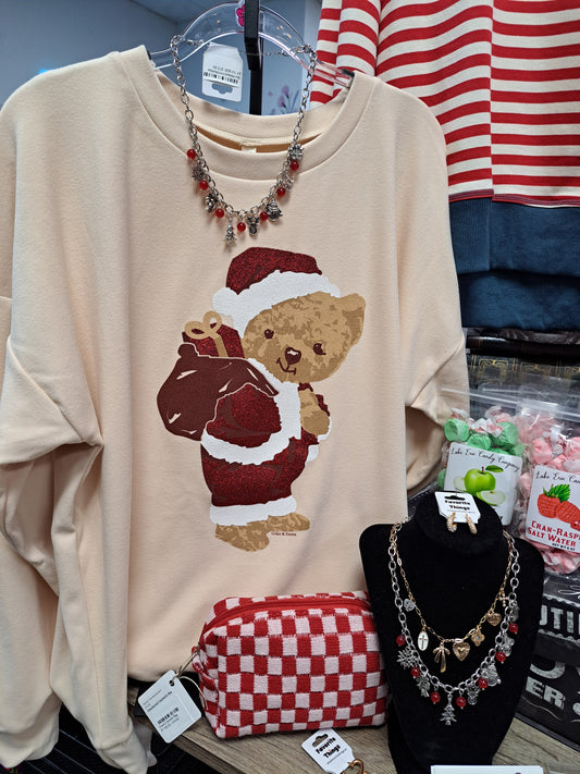 Santa Bear Ivory Micro Fleece Pullover - S M L XL