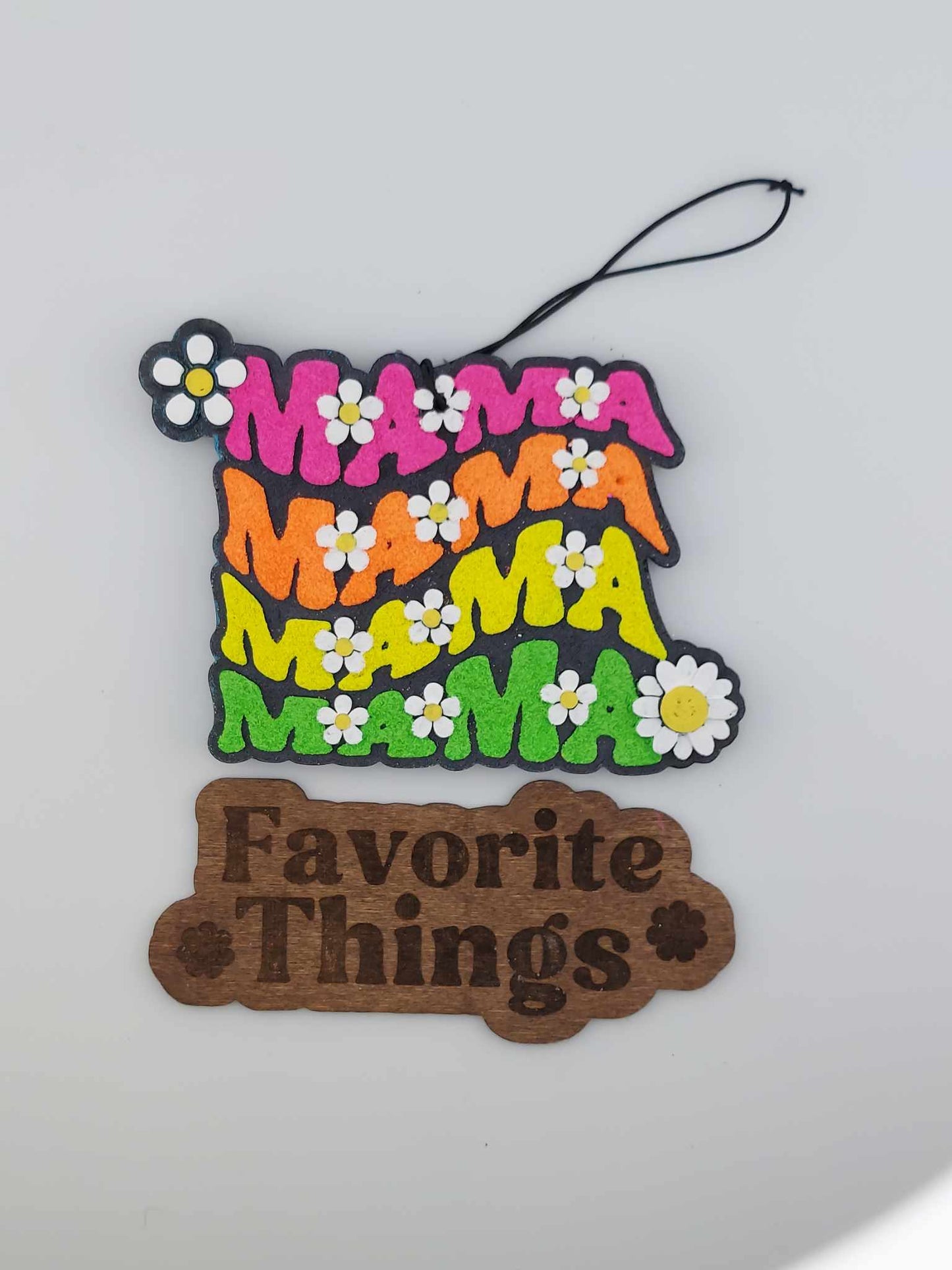 MAMA Colorful Freshie - Black Background with Matte Glitter Multi-Color Text