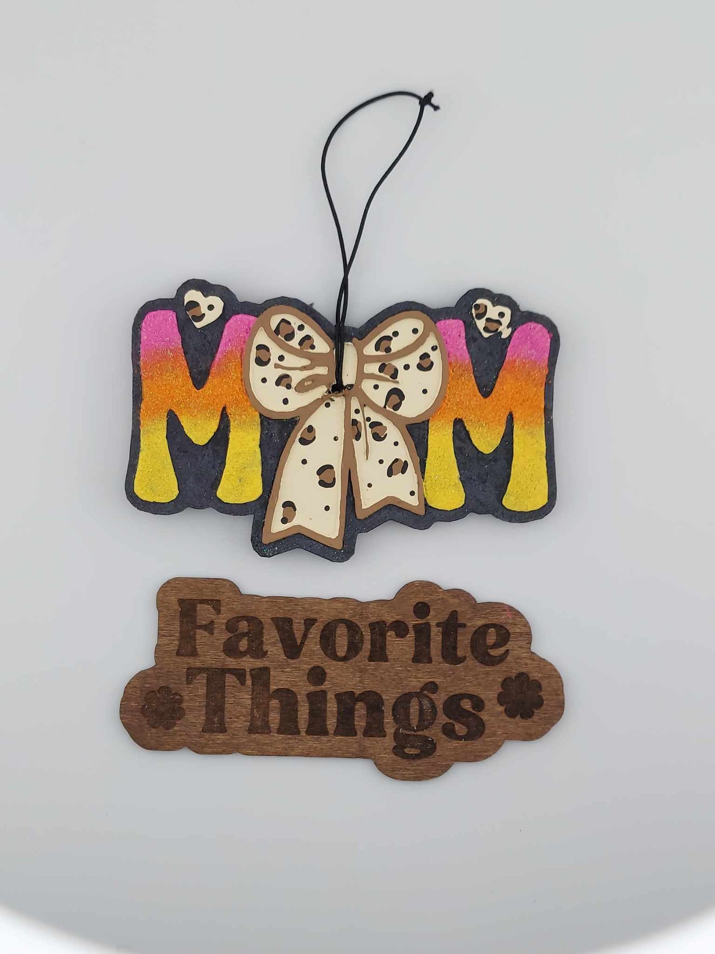 Ombre Mom Freshie With Leopard Bow - Sunrise