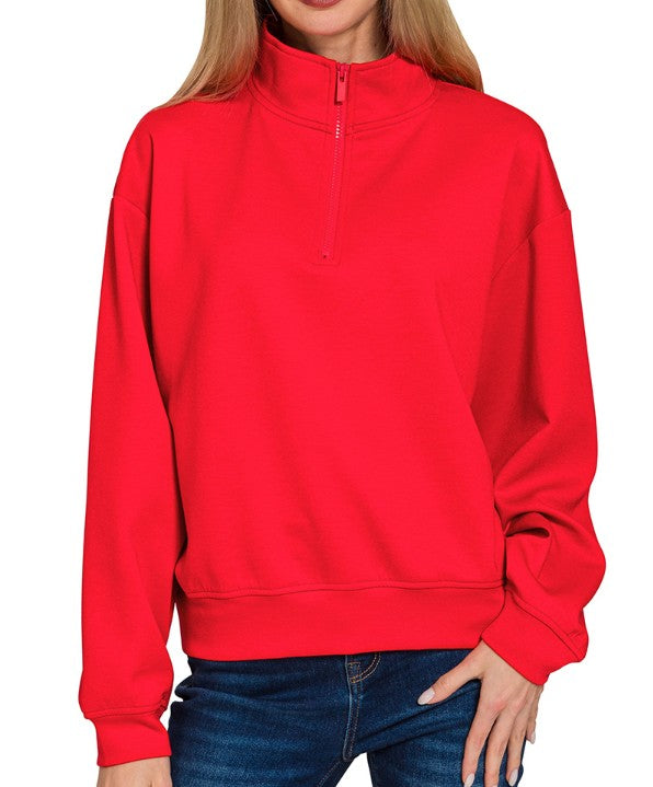 Ruby Red Scuba Quarter Zip Pullover - L XL
