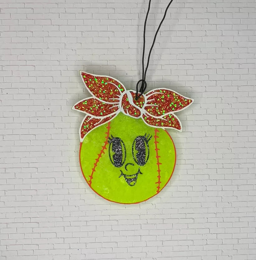 Softball Freshie With Bow -  Air Freshener