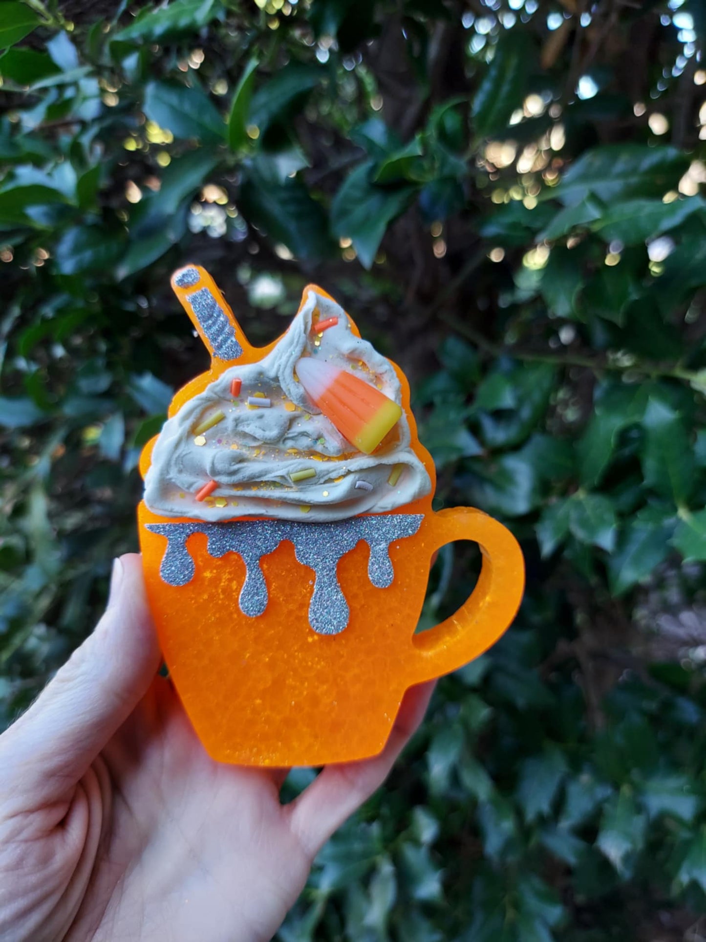 Mug With Whipped Cream Freshie & Candy Corn Charm