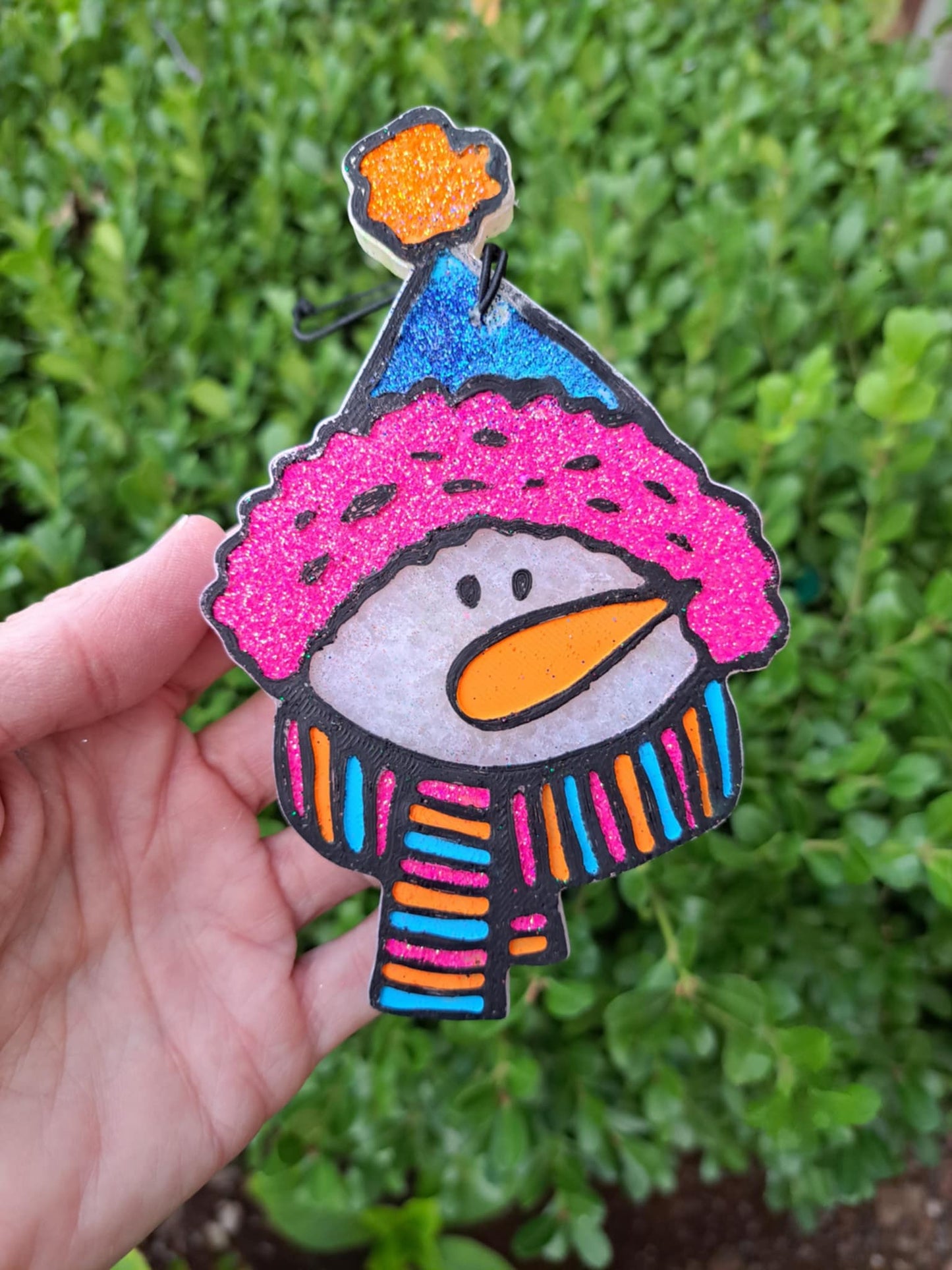 Snowman In Hat and Bright Scarf Freshie