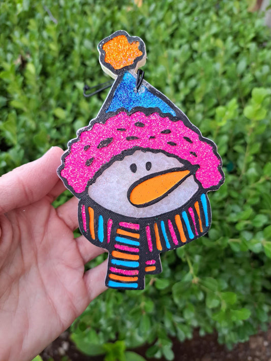 Snowman In Hat and Bright Scarf Freshie