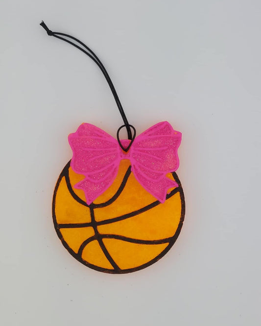 Basketball With Hot Pink Bow and Hot Pink Trim