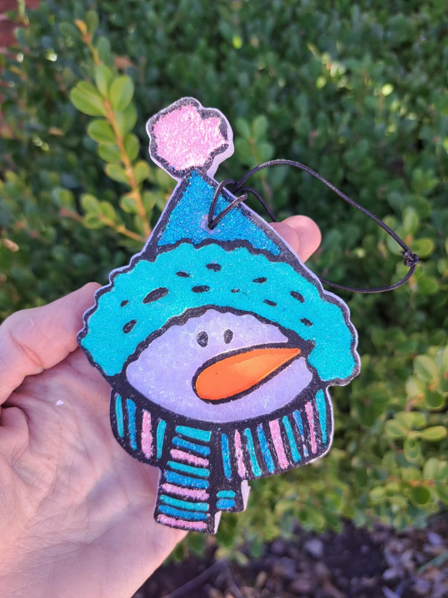 Snowman In Hat And Scarf Freshie - Blues