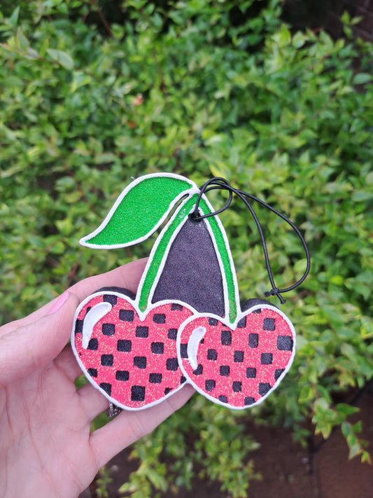 Cherry Check Freshie - Coral Glitter