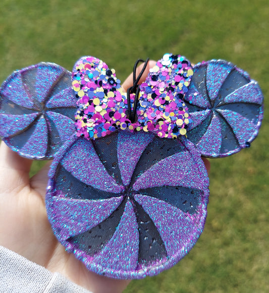 Candy Swirl Mouse With Glitter Bow Freshie - Black/Purple