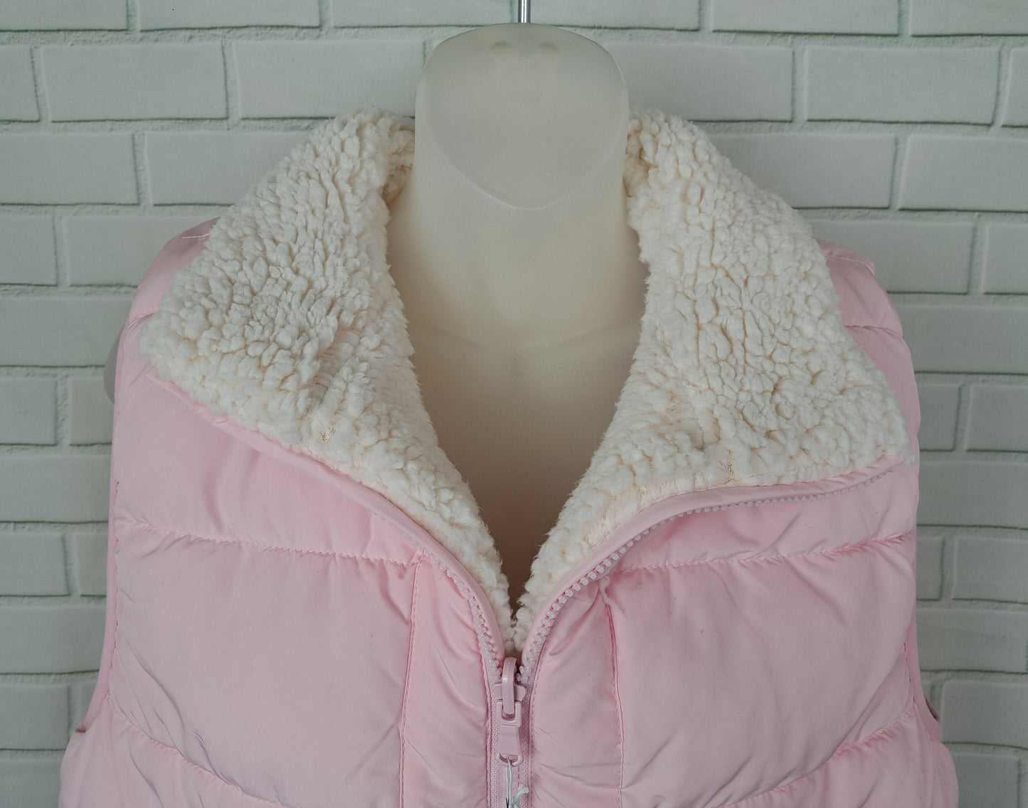 Reversible Pink Puffer Vest With Sherpa Lining