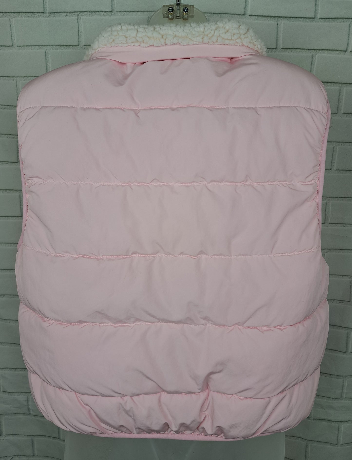 Reversible Pink Puffer Vest With Sherpa Lining