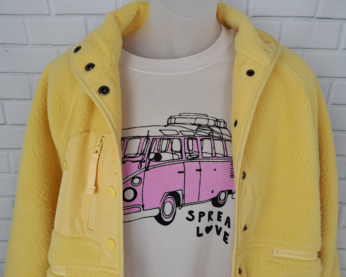 Banana Yellow Snap Button Fleece Jacket