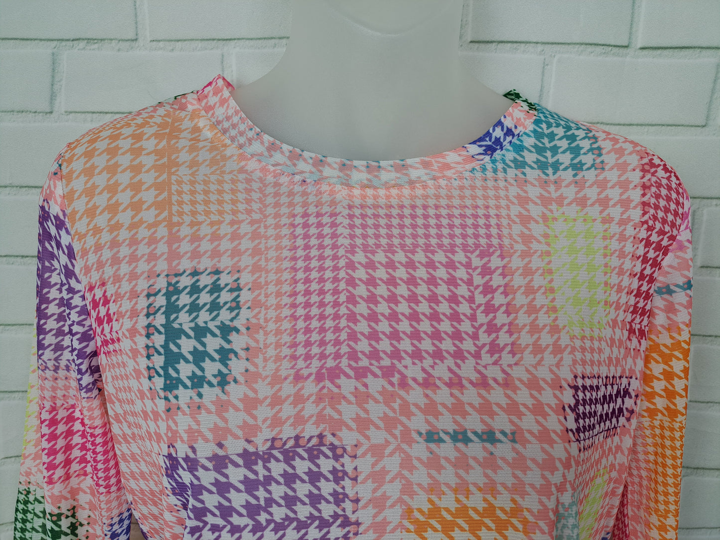 Multicolor Square Mesh Top