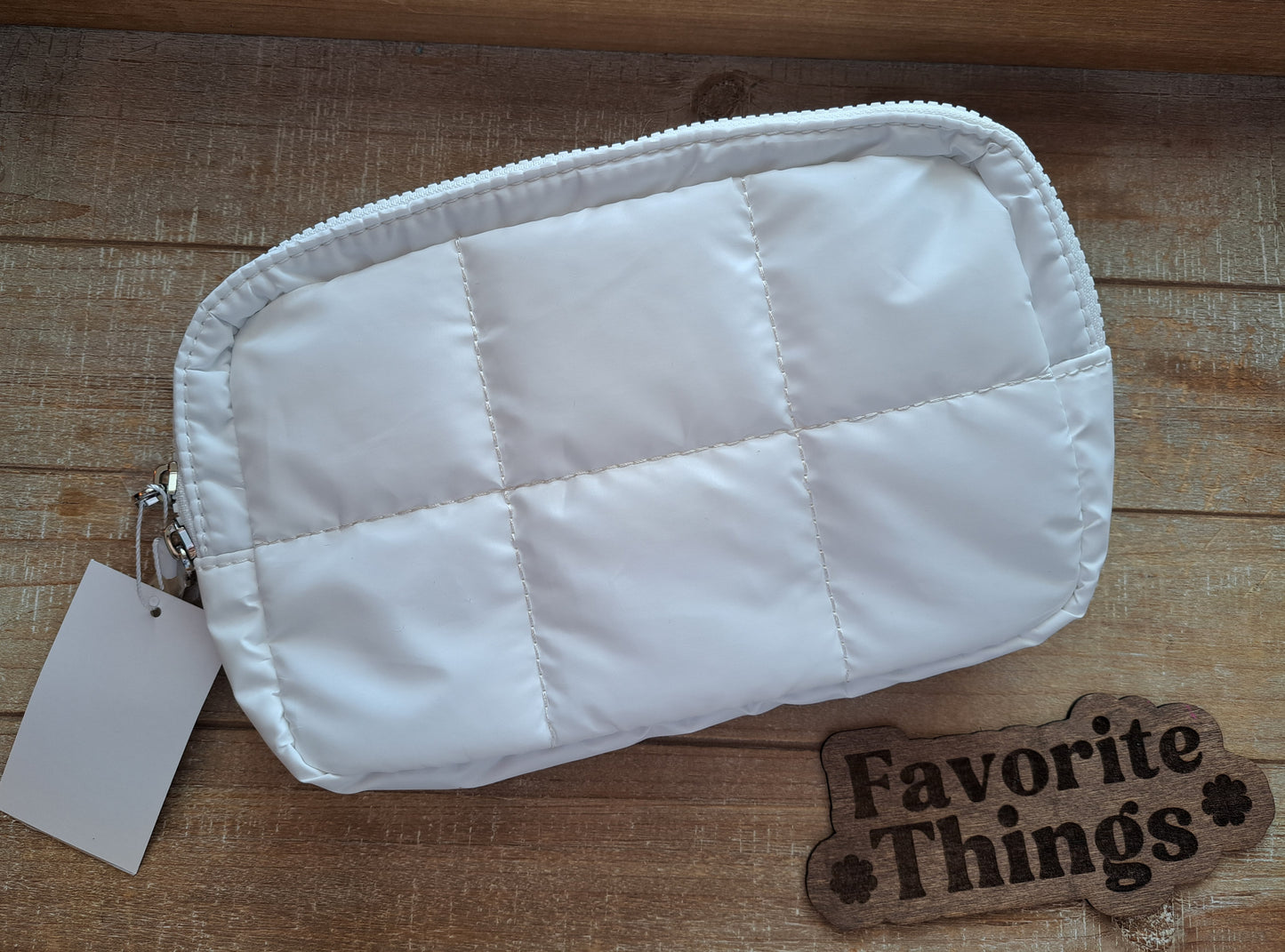 White Quilted Puffer Belt Bag