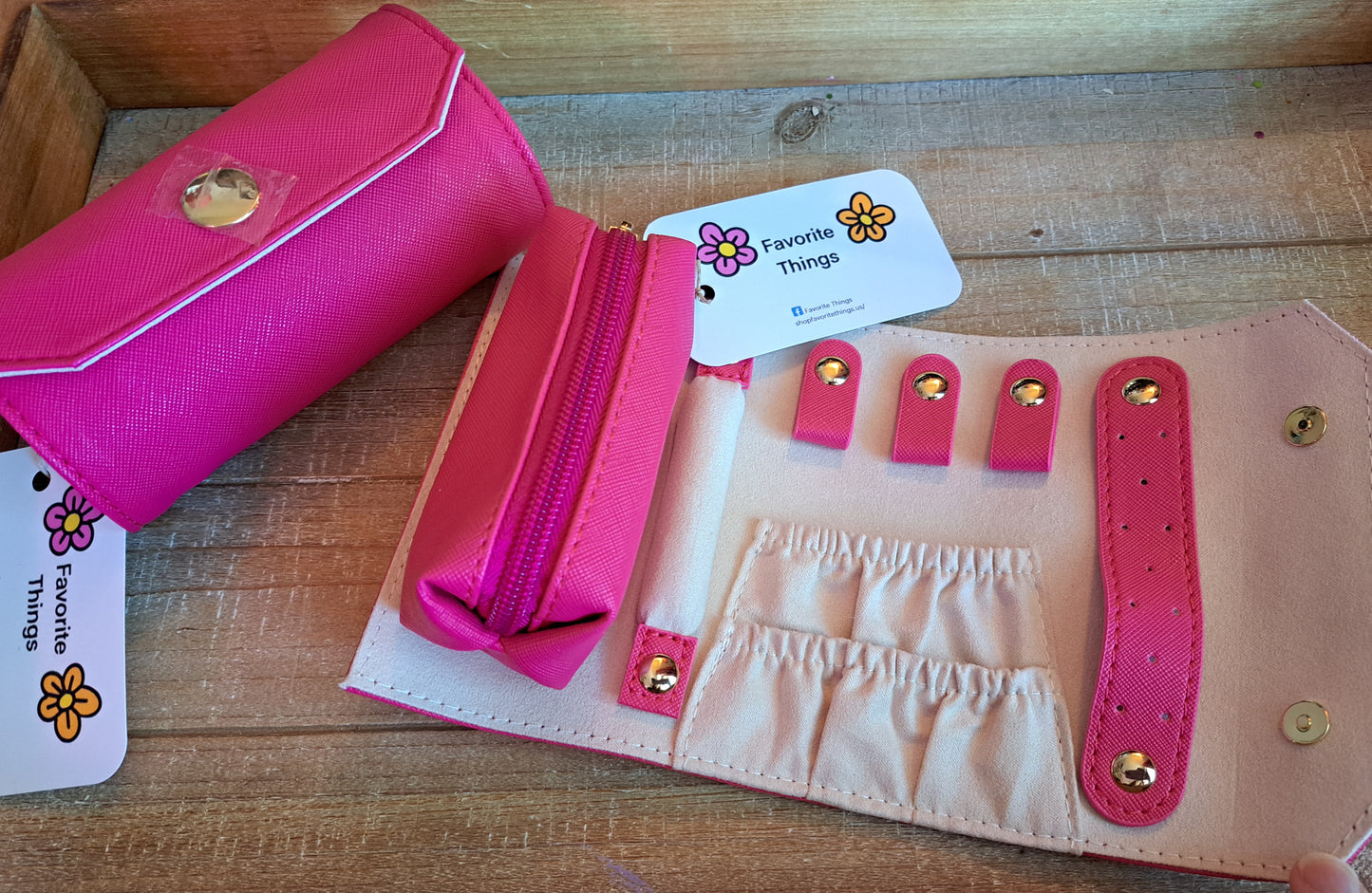 Hot Pink Travel Jewelry Case