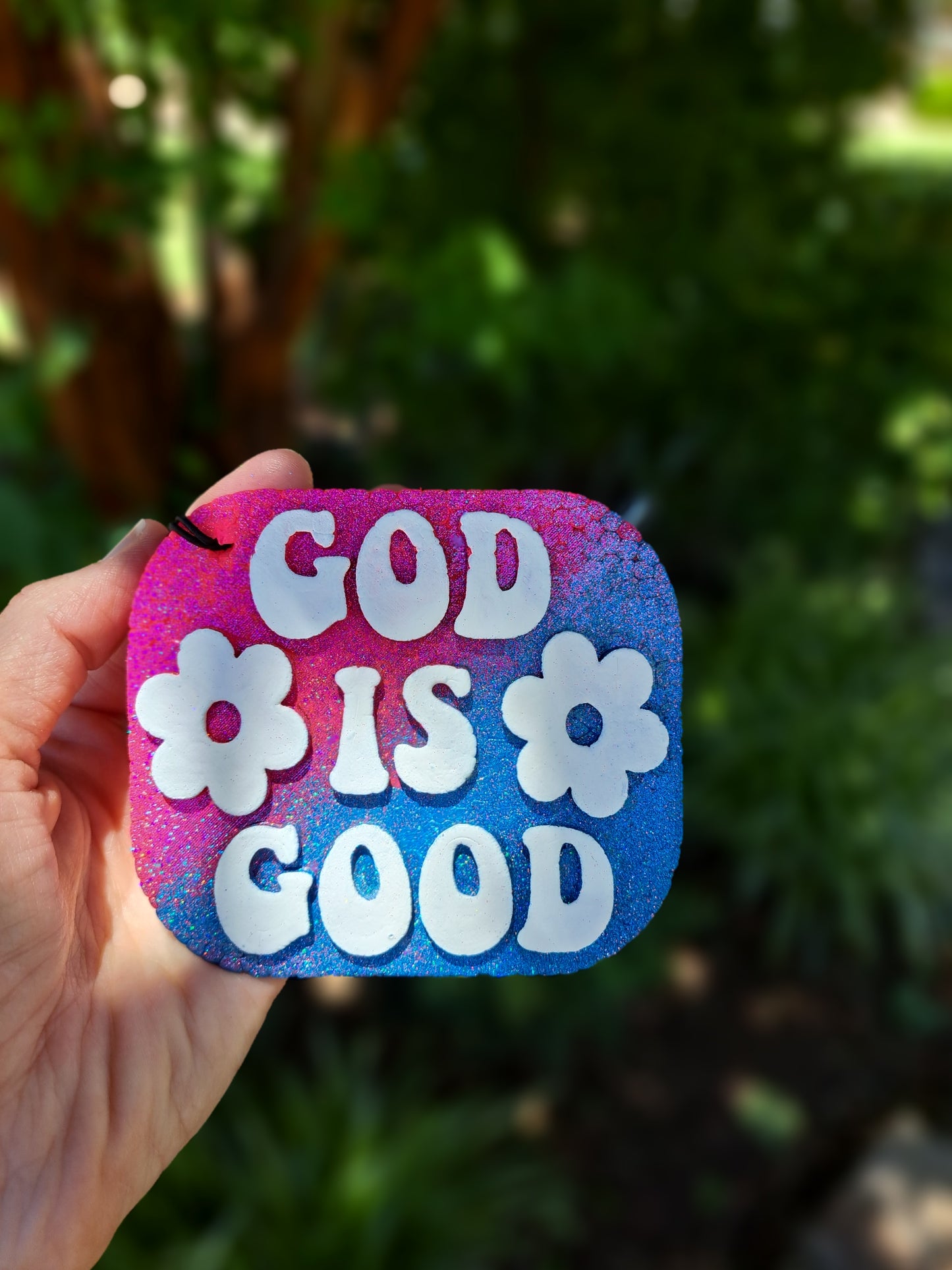 God Is Good Freshie - Pink/Blue With White Text