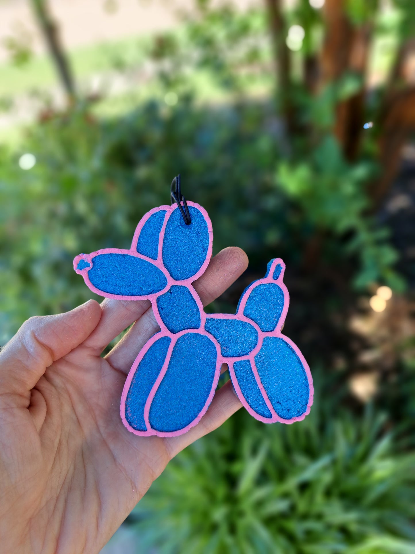 Balloon Dog Freshie - Metallic Blue With Pink Trim