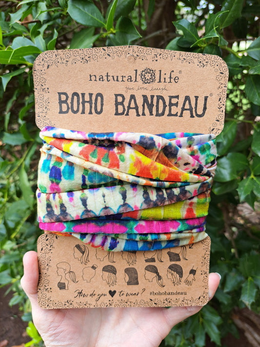 Large Boho Bandeau - Blue Fuchsia Marigold