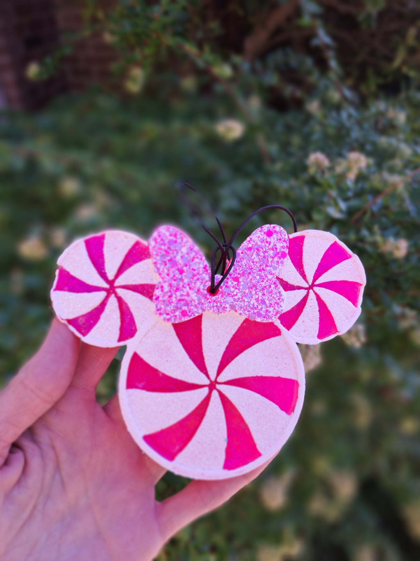 Candy Swirl Mouse With Glitter Bow Freshie - Pink/White