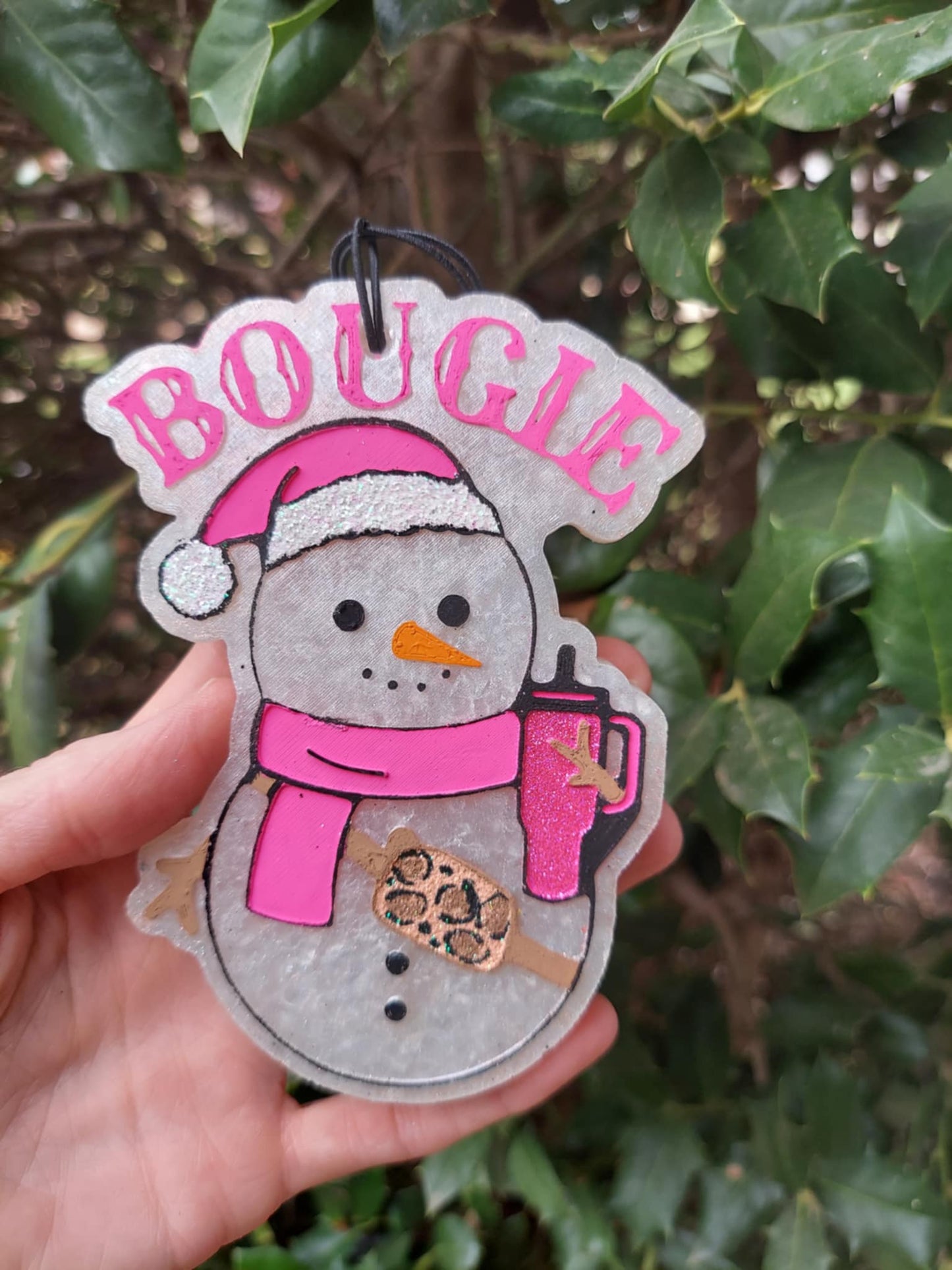 Bougie Snowman Freshie - Pink With Leopard Belt Bag