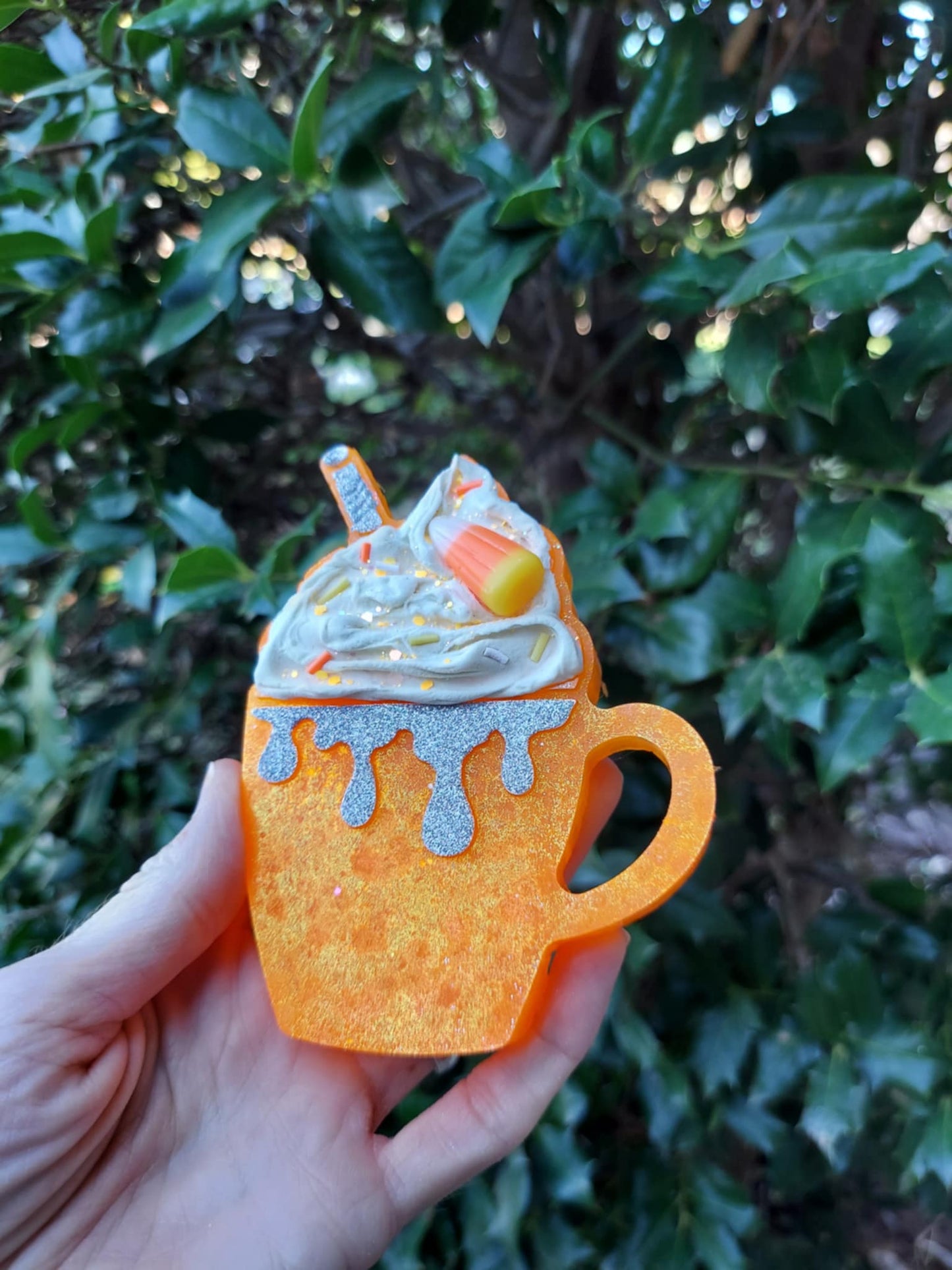 Mug With Whipped Cream Freshie & Candy Corn Charm