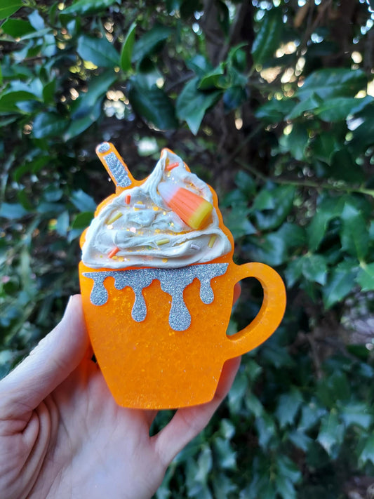 Mug With Whipped Cream Freshie & Candy Corn Charm