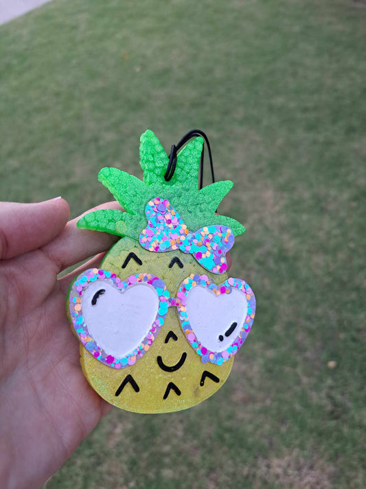 Kawaii Pineapple in Chunky Glitter Glasses