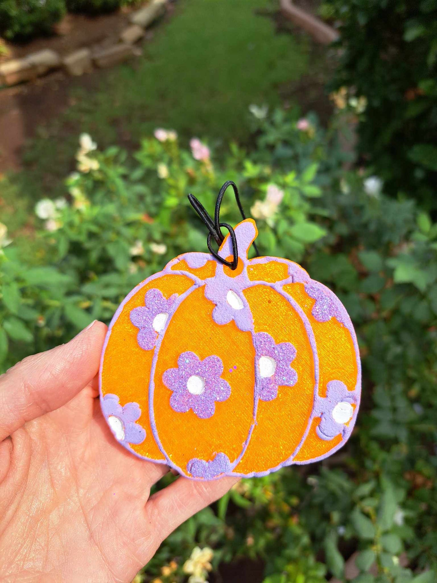 Pumpkin With Pink Flowers - Air Freshener