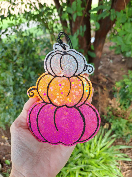 Pumpkin Stack Freshie - Air Freshener - Silver Orange Magenta