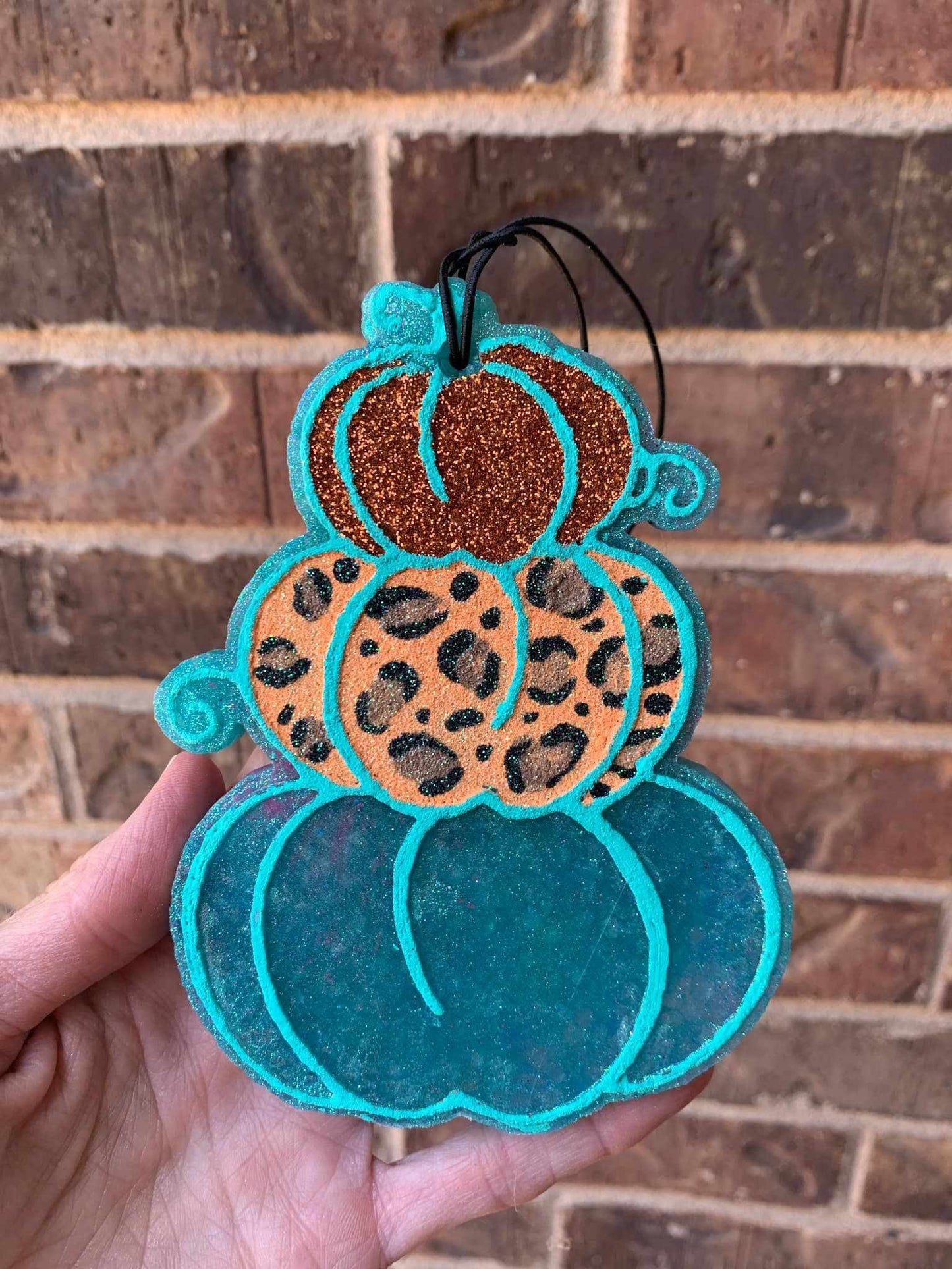 Pumpkin Stack Freshie - Air Freshener - Teal & Leopard