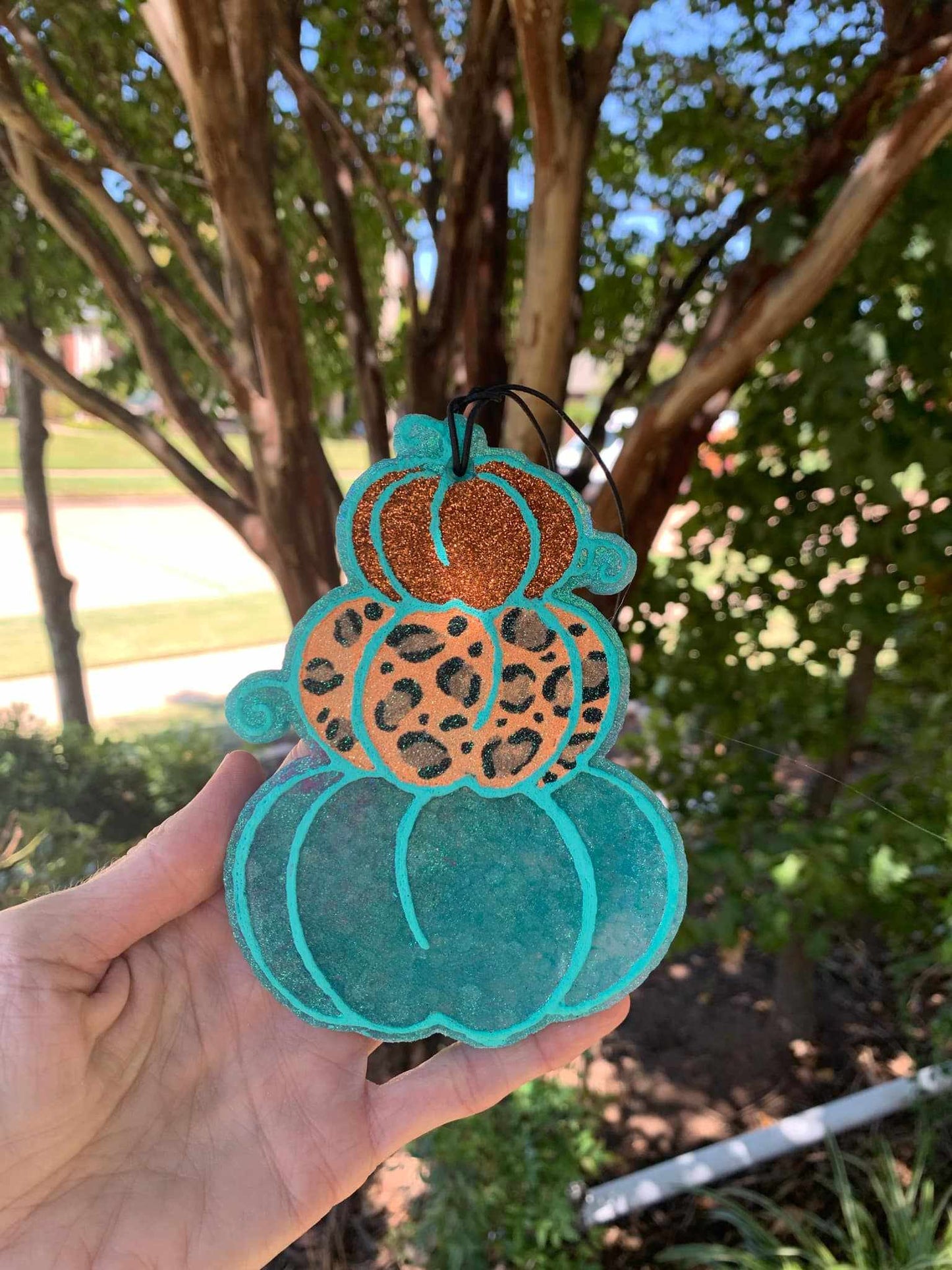 Pumpkin Stack Freshie - Air Freshener - Teal & Leopard