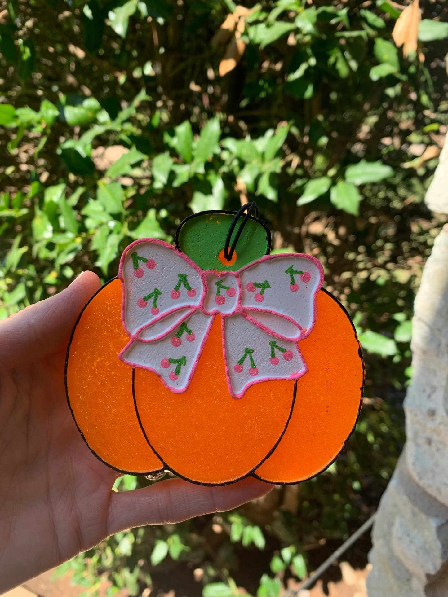 Pumpkin With Cherry Bow Air Freshener