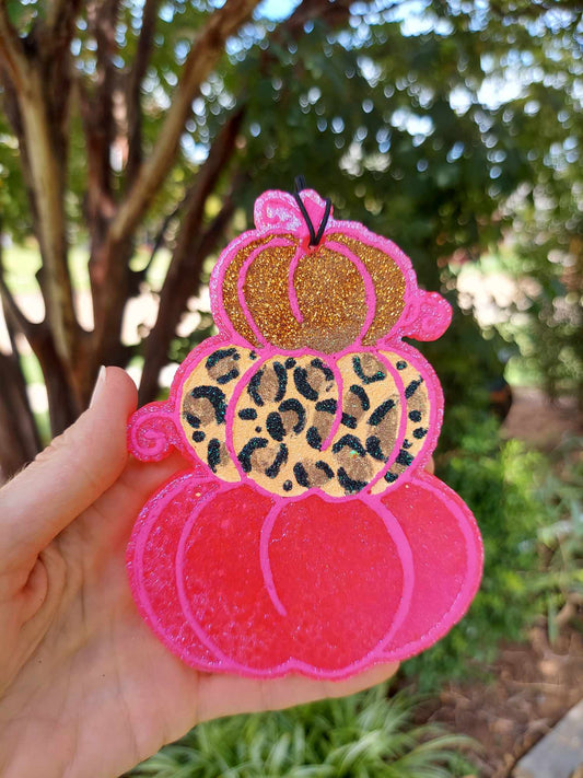 Pumpkin Stack Freshie - Air Freshener - Pink & Leopard