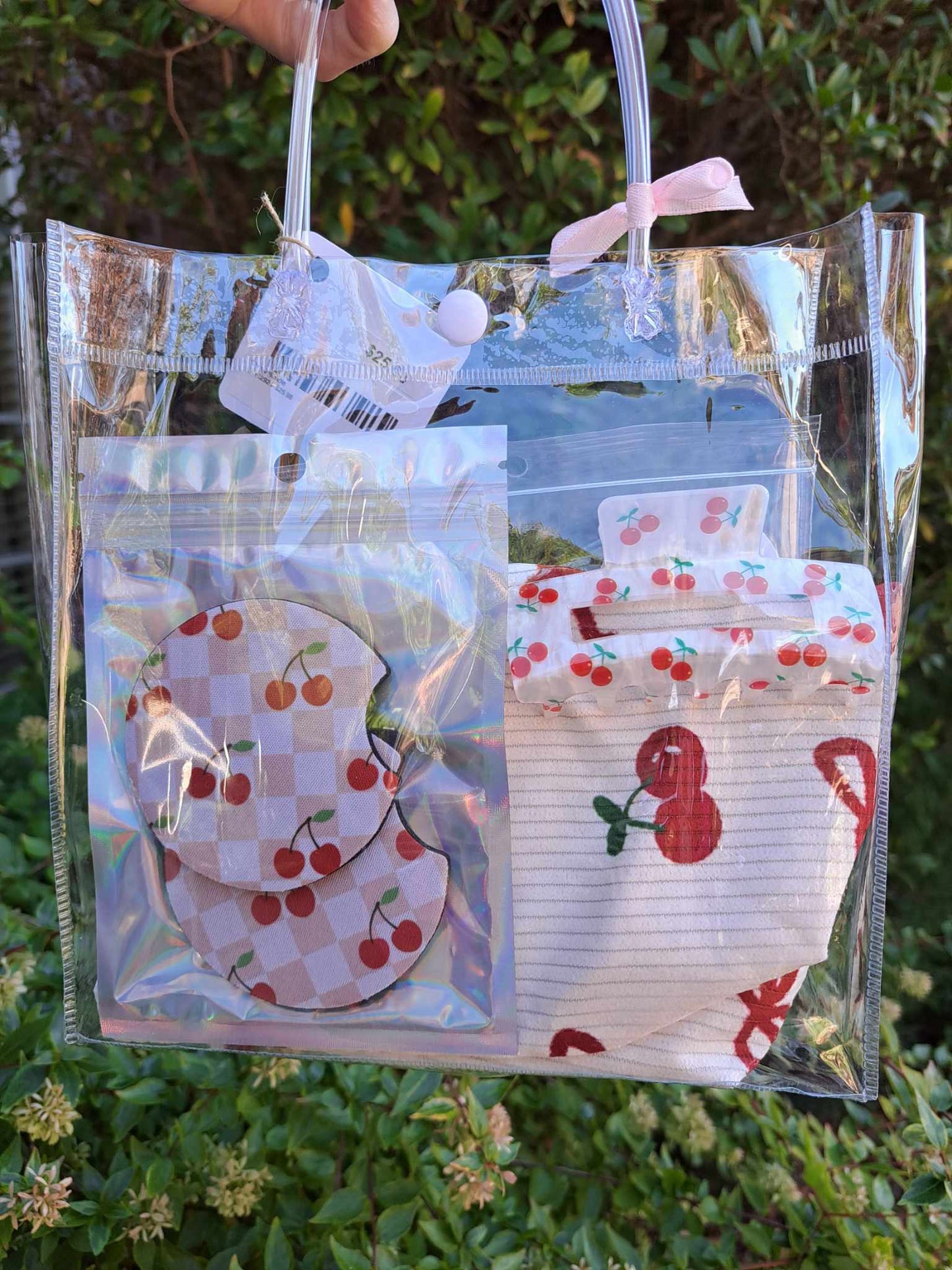 Cherry Bundle - Freshie, Clip, Bag, Coasters, Necklace