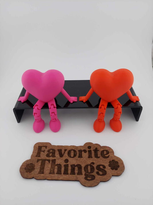 3D Printed Sitting Heart - Pink or Red