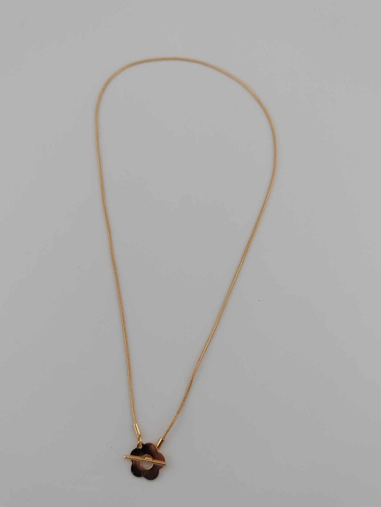 Golden Flower Toggle Necklace on Snake Chain