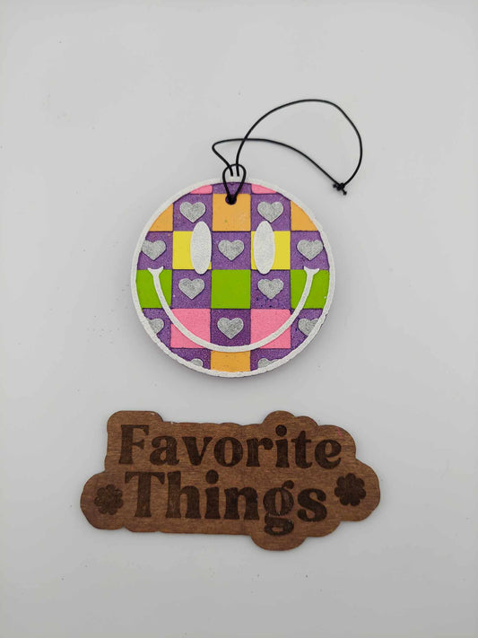 Checkered Heart Smiley - Multi-Color Squares