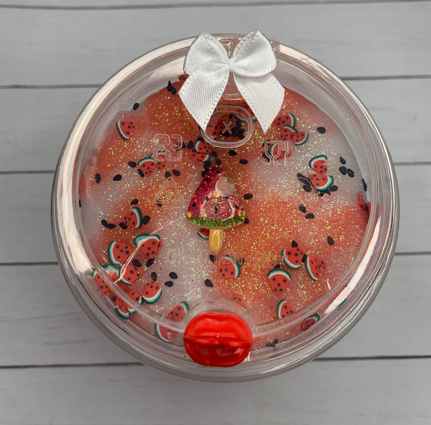 Watermelon Theme Slime With Charm in Boba Container