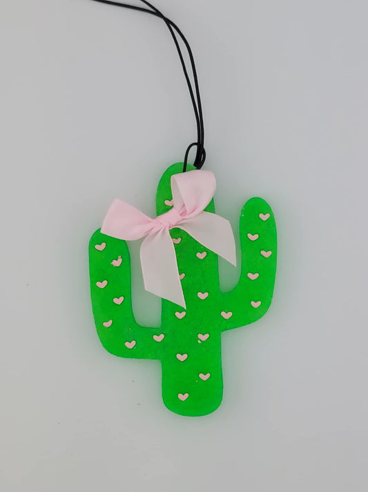 Cactus With Light Pink Hearts and Bow