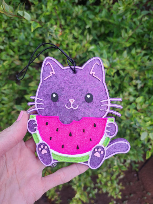 Cat with Watermelon Freshie - Purple