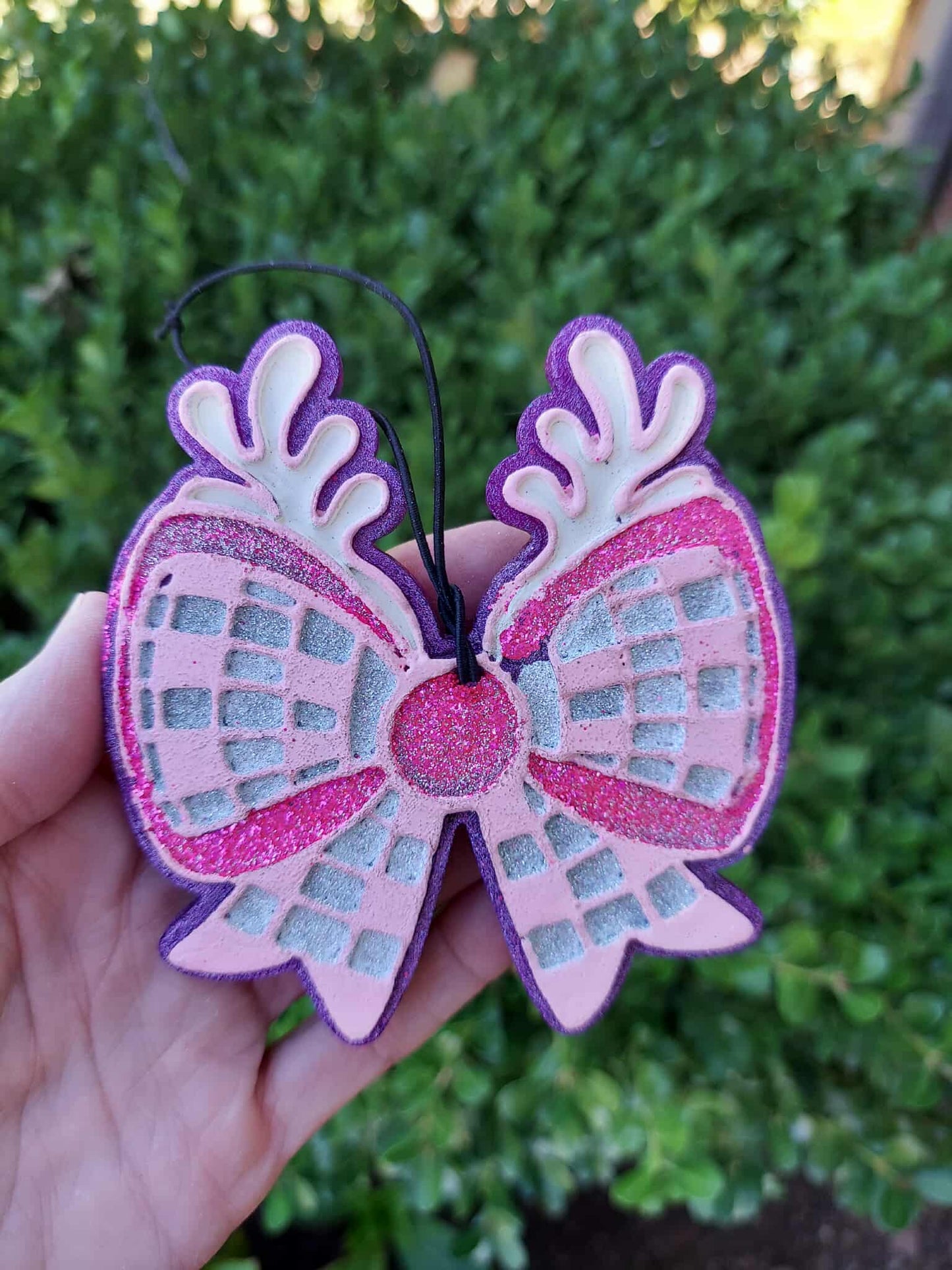 Disco Bow with Antlers Freshie - Pink Silver