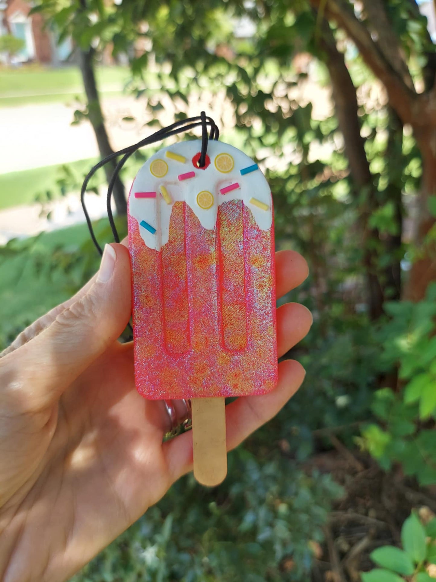 Popsicle Freshie - Pink/Orange Metallic With White Icing