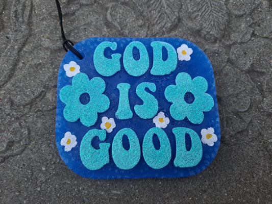God Is Good Freshie - Blue with Daisies